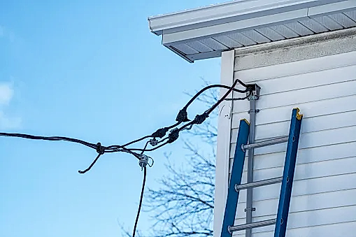 Electrical-Service-Upgrades Electrical service mast and overhead power line repair by Mount Vernon electrician