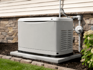 Residential standby generator installed beside a home in Arlington, WA.